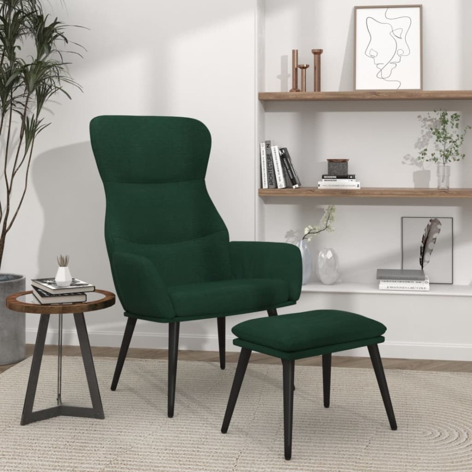 Sillón de relax con reposapiés tela verde