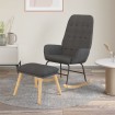 Sillón mecedora con taburete tela gris oscuro
