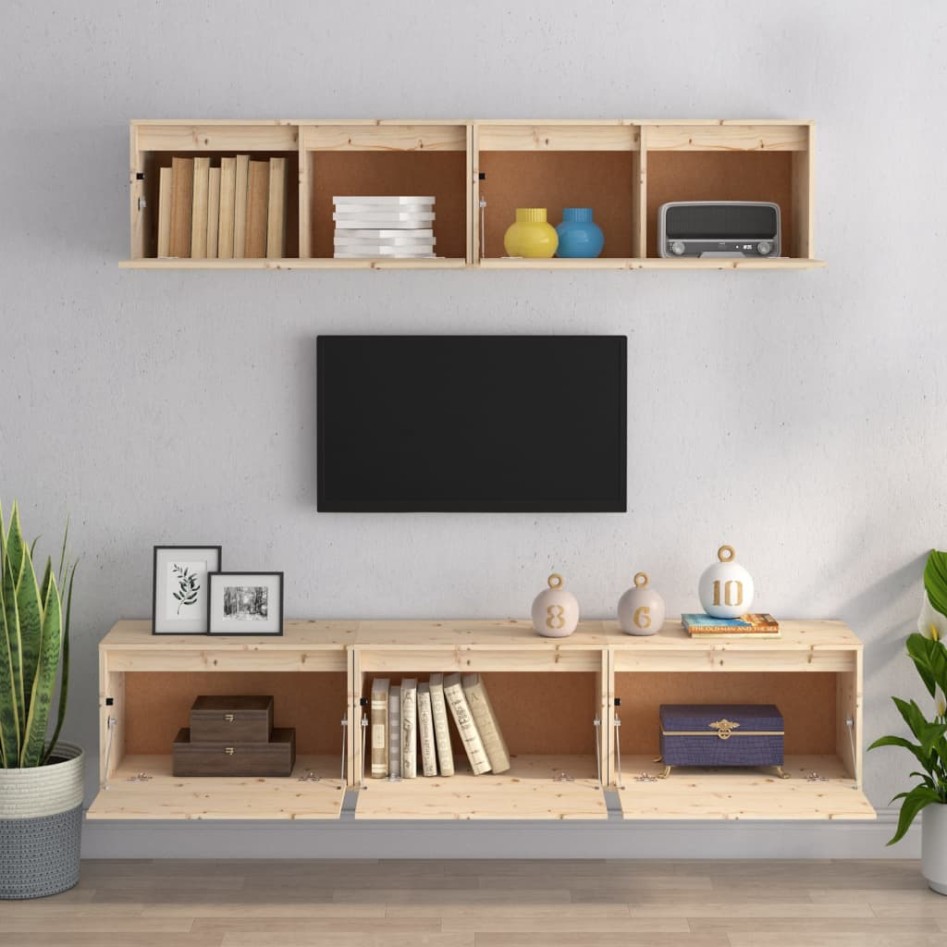 Conjunto de muebles de TV 5 piezas madera maciza de