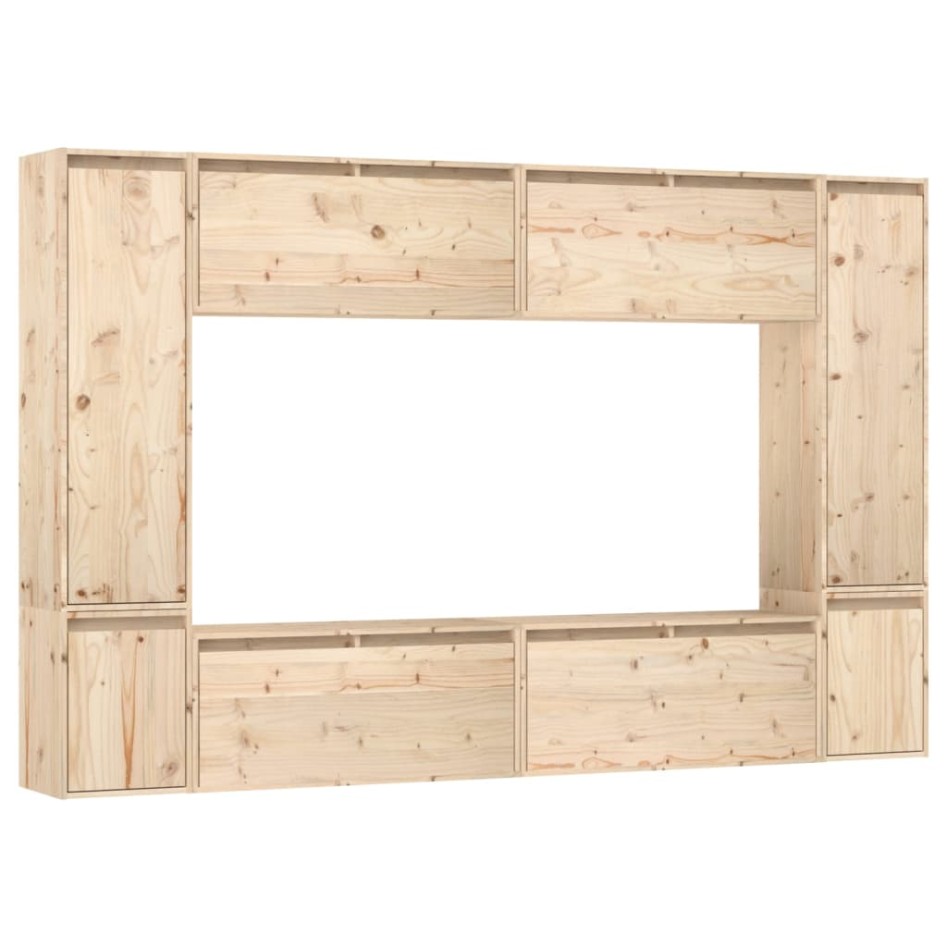 Muebles para TV 8 piezas madera maciza de
