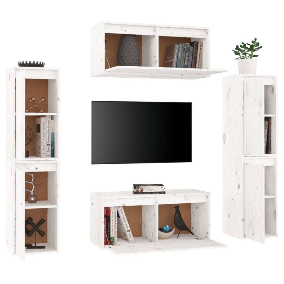 Muebles para TV 6 piezas madera maciza de pino