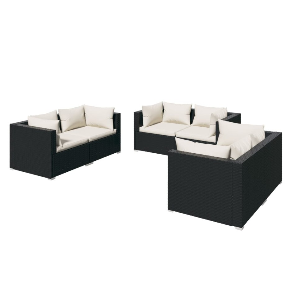 Set de muebles de jardín 6 pzas y cojines ratán sintético