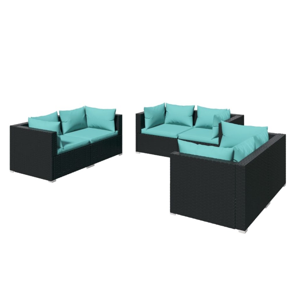Set de muebles de jardín 6 pzas y cojines ratán sintético