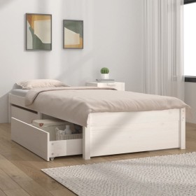 Estructura de cama individual con cajones blanco 90x190