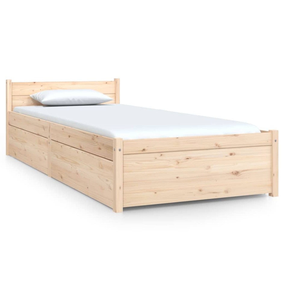 Estructura de cama individual con cajones 75x190