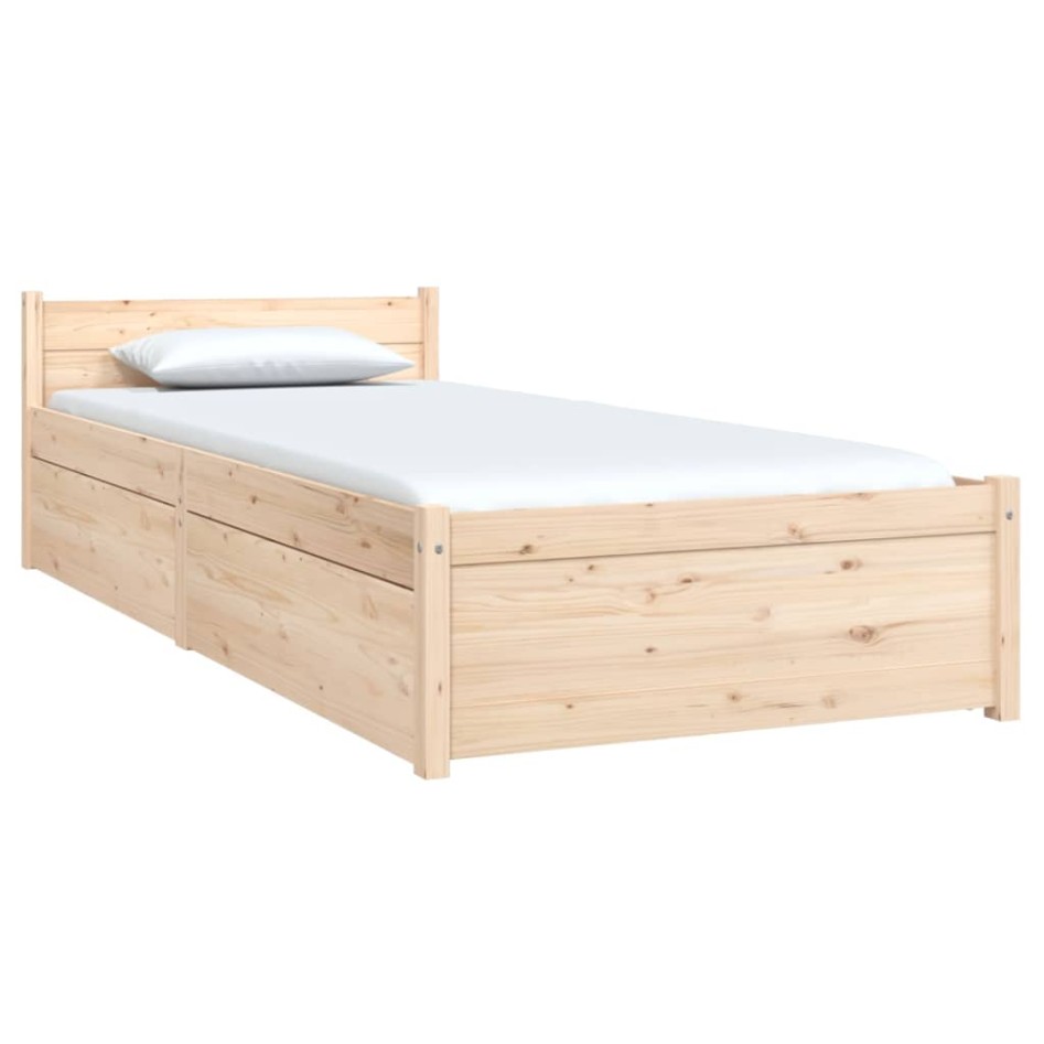Estructura de cama individual con cajones 75x190