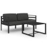 Set muebles de jardín 3 pzas y cojines aluminio gris