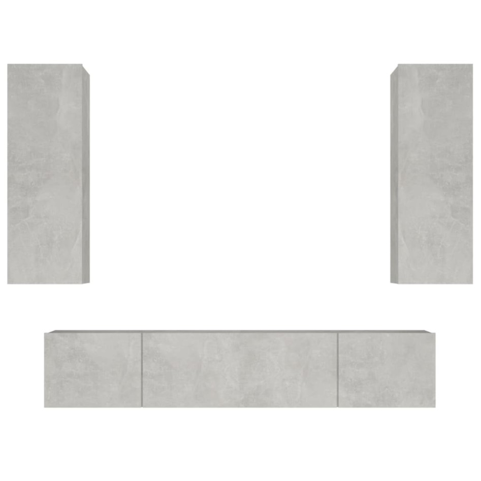 Set de muebles de TV 4 pzas madera contrachapada gris