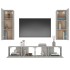 Set de muebles de TV 4 pzas madera contrachapada gris