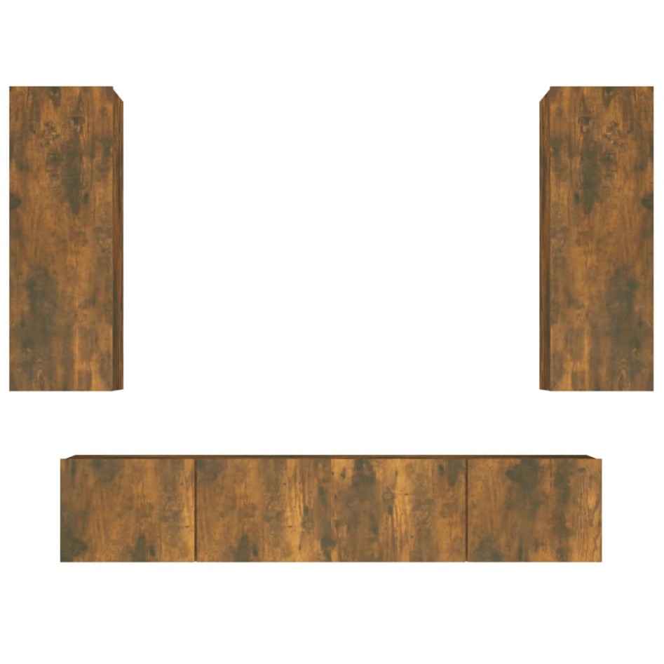 Set de muebles de TV 4 pzas madera contrachapada roble