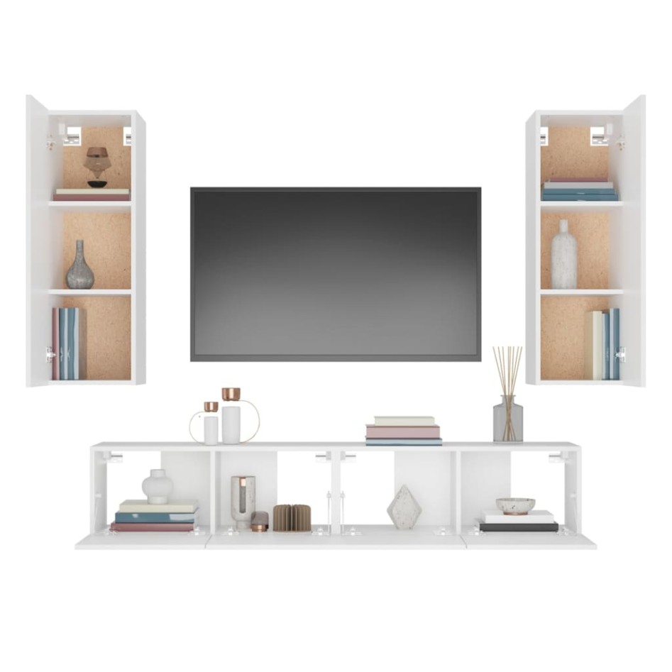 Set de muebles para TV 4 piezas madera contrachapada