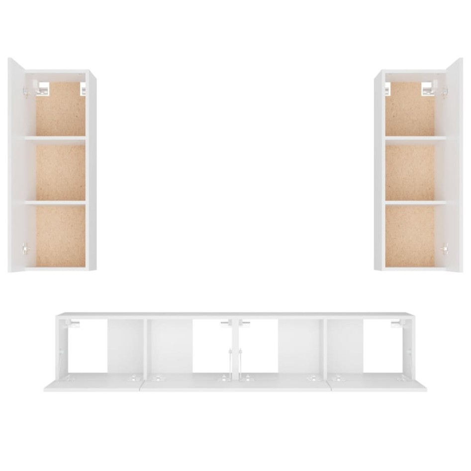 Set de muebles para TV 4 piezas madera contrachapada