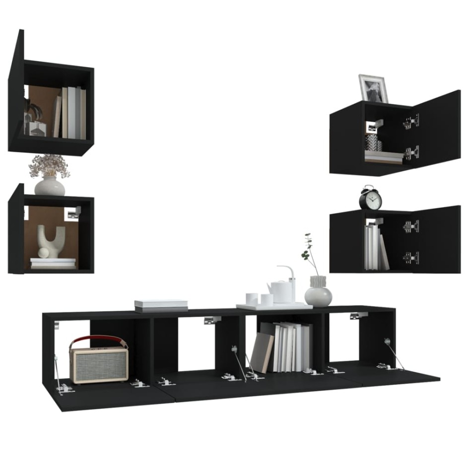 Set de muebles para TV 6 piezas madera contrachapada