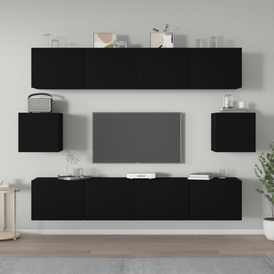 Set de muebles para TV 6 piezas madera contrachapada