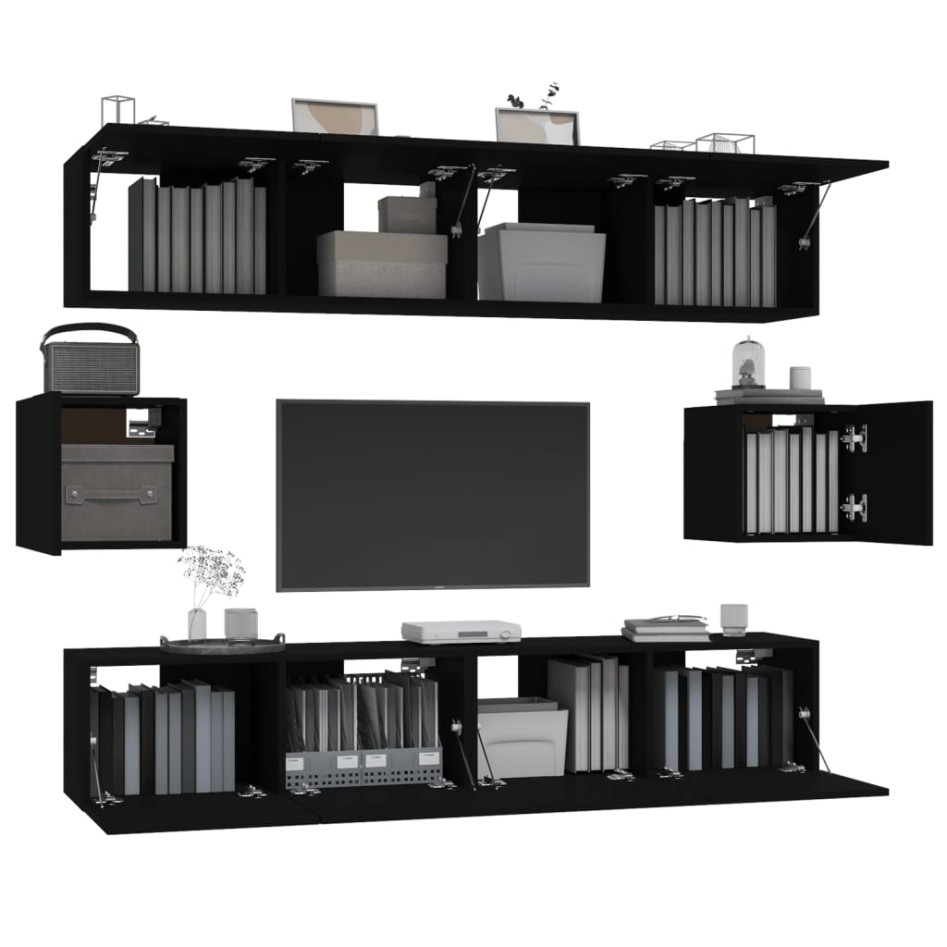 Set de muebles para TV 6 piezas madera contrachapada