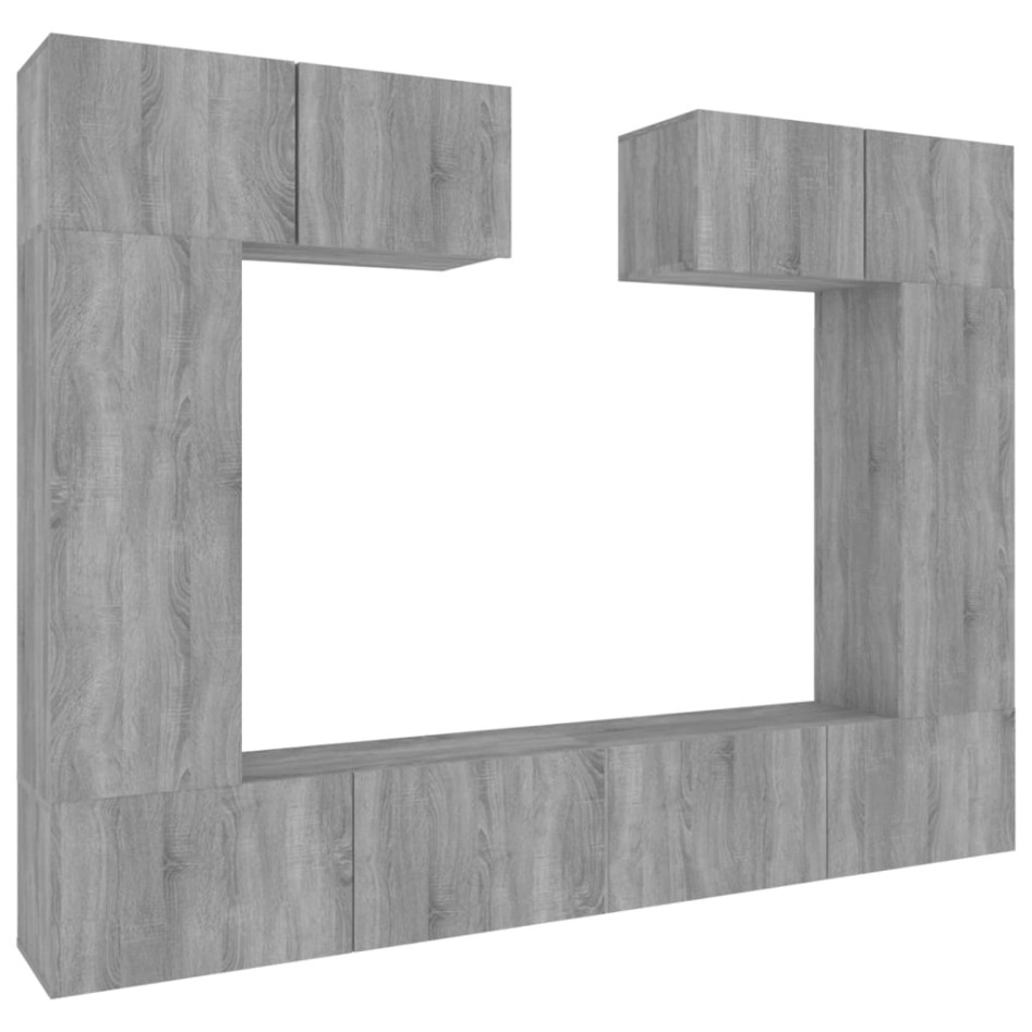 Set de muebles para TV 6 pzas madera contrachapada gris