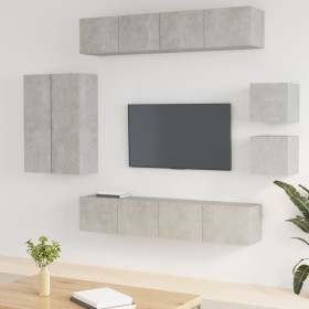 Set de muebles de TV 8 pzas madera contrachapada gris