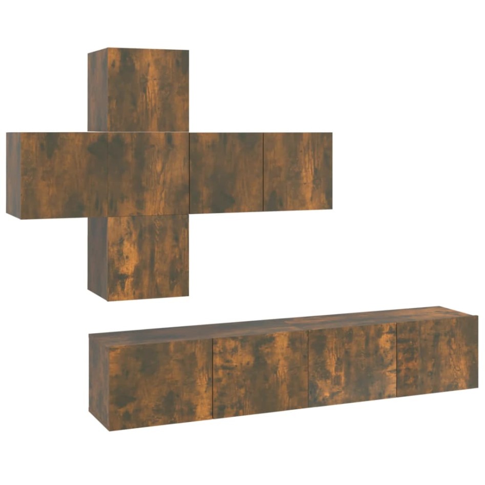 Juego de mueble TV 7 piezas madera contrachapada roble