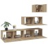 Set de muebles para TV 4 pzas madera contrachapada roble