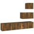Set de muebles de TV 4 pzas madera contrachapada roble