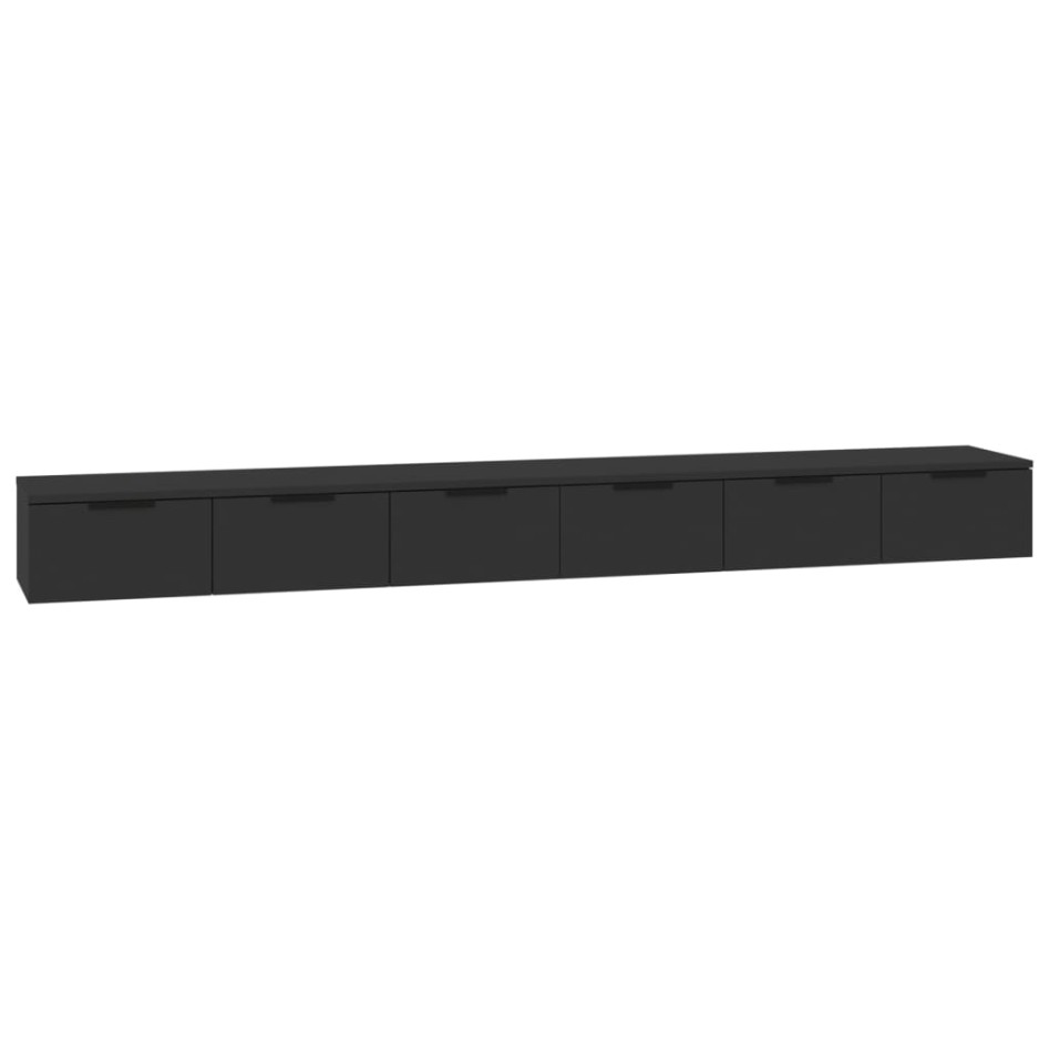 Armarios de pared 2 uds madera contrachapada negro 102x30x20