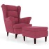 Sillón orejero y taburete de terciopelo rojo