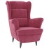 Sillón orejero y taburete de terciopelo rojo