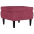 Sillón orejero y taburete de terciopelo rojo
