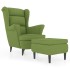 Sillón orejero y taburete de terciopelo verde