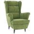 Sillón orejero y taburete de terciopelo verde