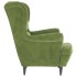 Sillón orejero y taburete de terciopelo verde