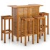 Juego muebles de bar para jardín 5 pzas madera maciza de