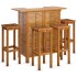 Juego muebles de bar para jardín 5 pzas madera maciza de