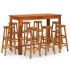 Juego muebles de bar para jardín 9 pzas madera maciza de