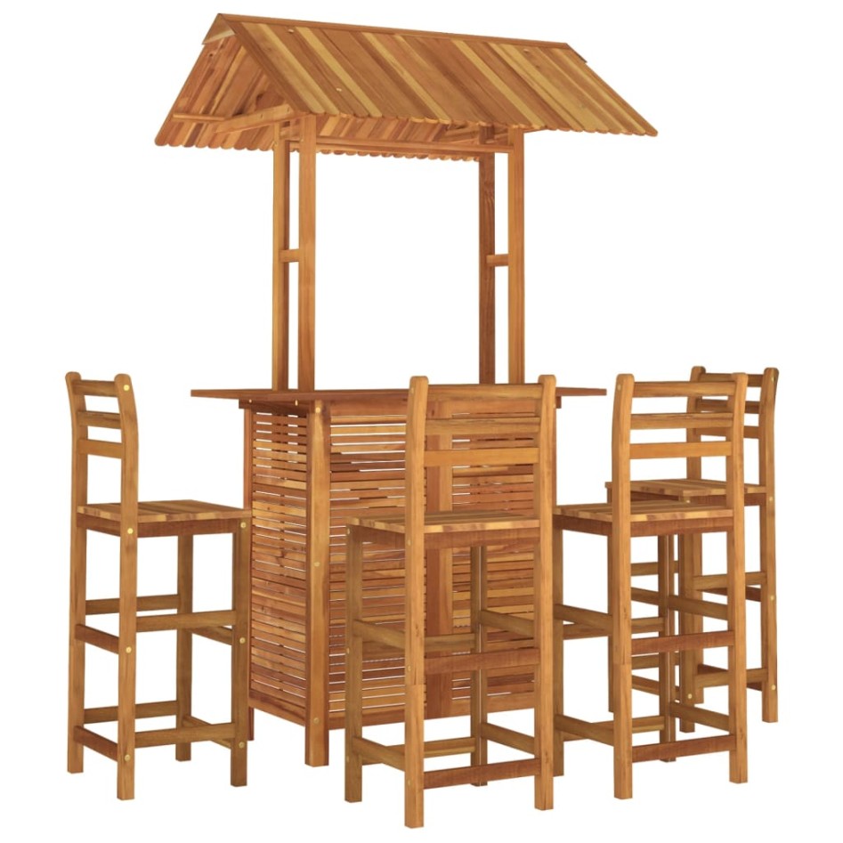 Juego muebles de bar de jardín 5 piezas madera maciza de