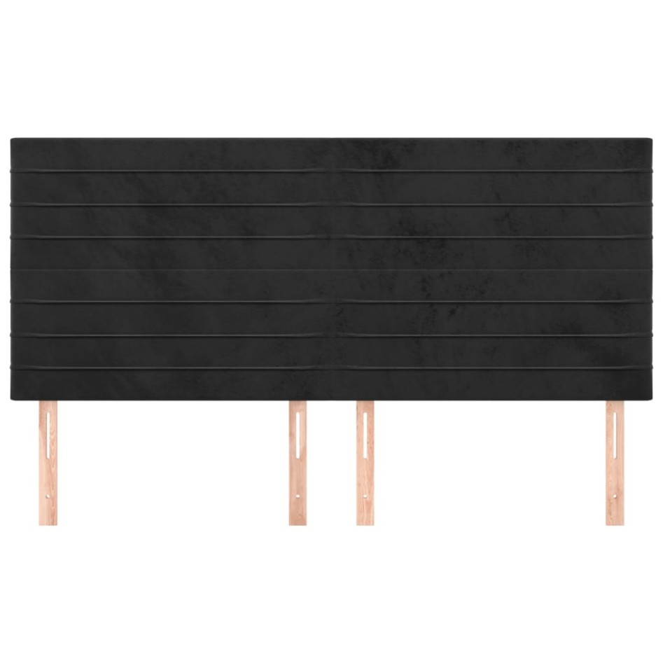 Cabeceros 4 unidades de terciopelo negro 80x5x78/88