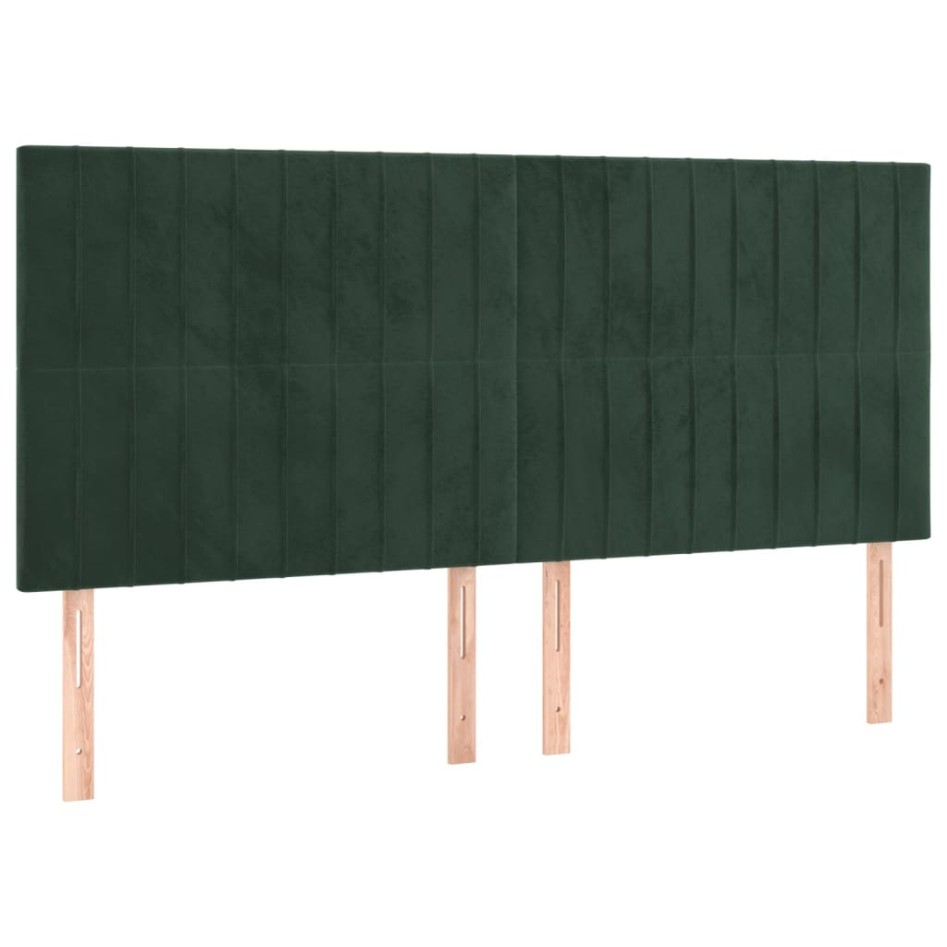 Cabeceros 4 unidades de terciopelo verde oscuro 90x5x78/88