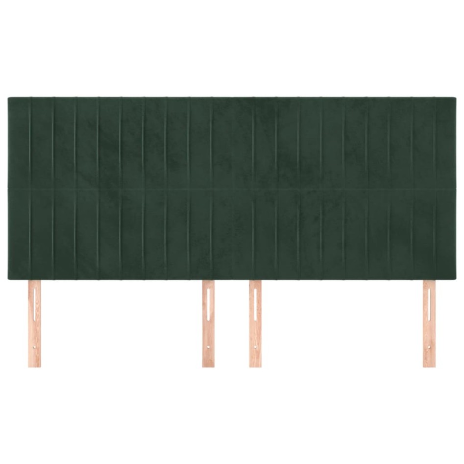 Cabeceros 4 unidades de terciopelo verde oscuro 90x5x78/88