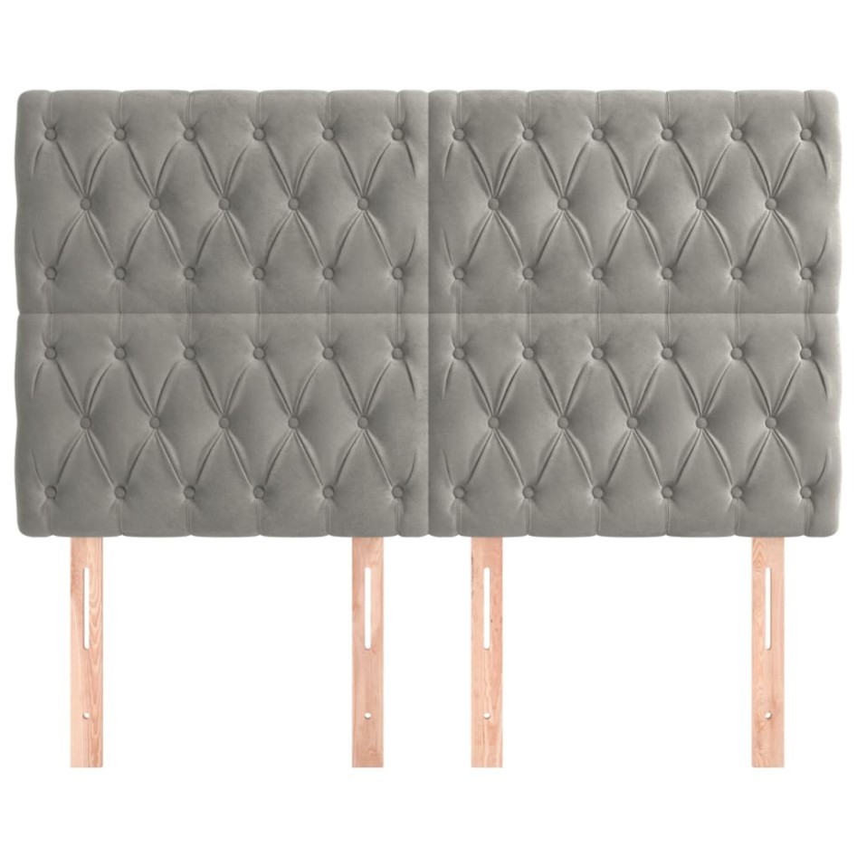 Cabeceros 4 unidades de terciopelo gris claro 80x7x78/88