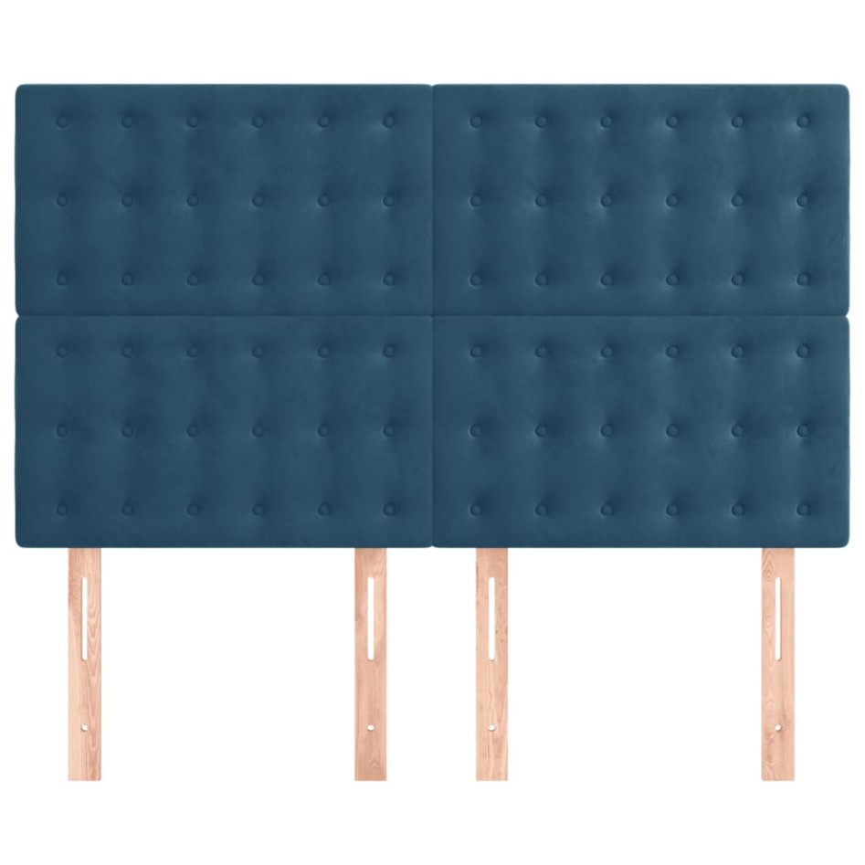 Cabeceros 4 unidades terciopelo azul oscuro 72x5x78/88