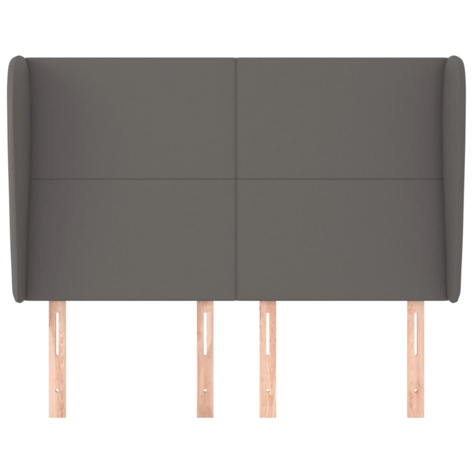 Cabecero con orejas de cuero sintético gris