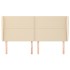 Cabecero con orejas de tela color crema 203x23x118/128
