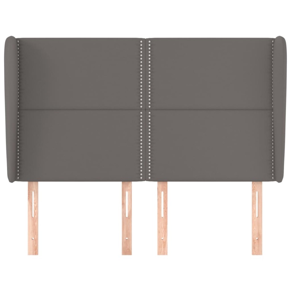 Cabecero con orejas de cuero sintético gris