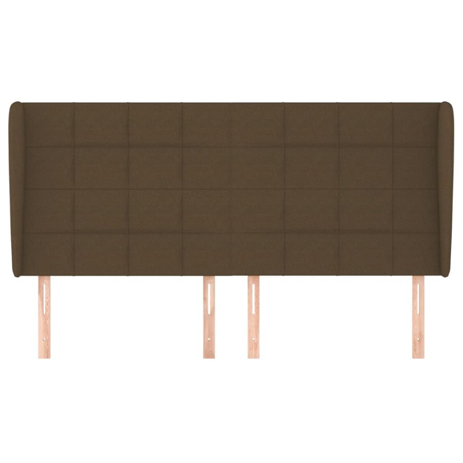 Cabecero con orejas de tela marrón oscuro 163x23x118/128
