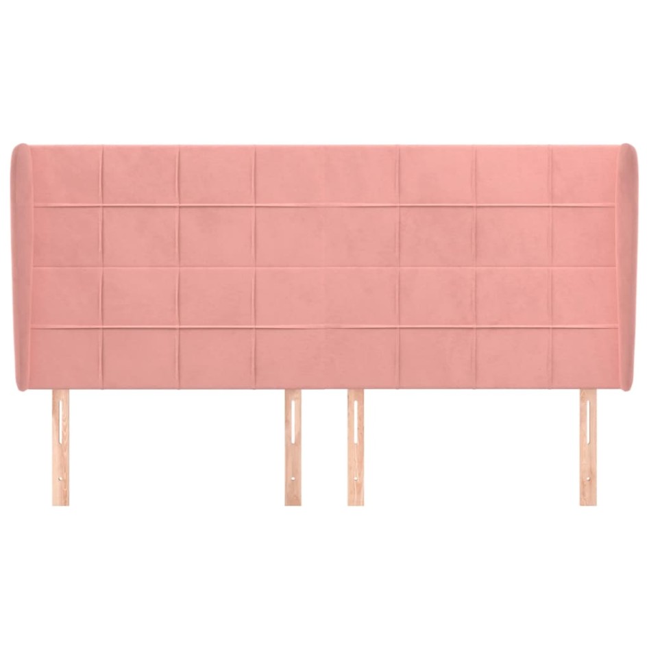 Cabecero con orejas de terciopelo rosa 183x23x118/128