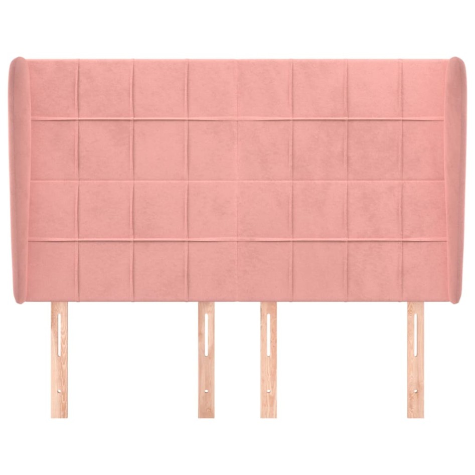 Cabecero con orejas de terciopelo rosa 147x23x118/128