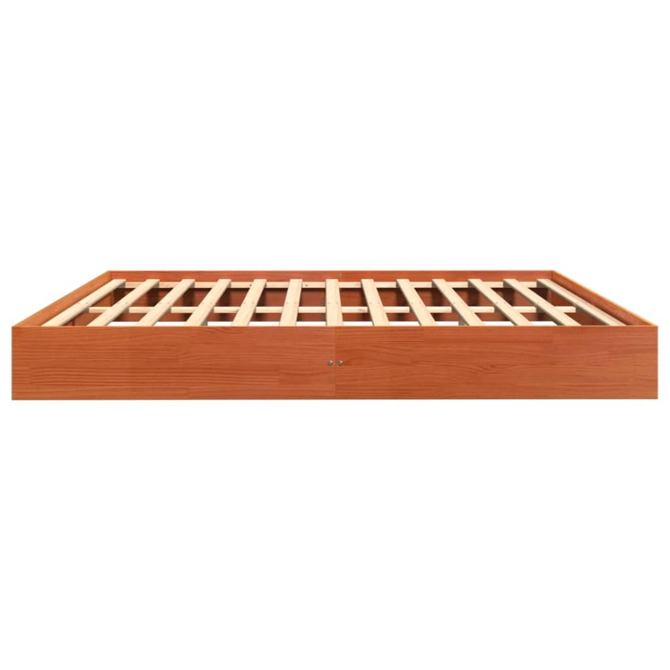 Estructura de cama madera maciza pino marrón cera 180x200
