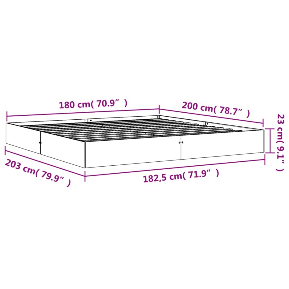 Estructura de cama madera maciza pino marrón cera 180x200