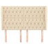 Cabecero con orejas de tela color crema 147x23x118/128
