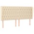 Cabecero con orejas de tela color crema 203x23x118/128